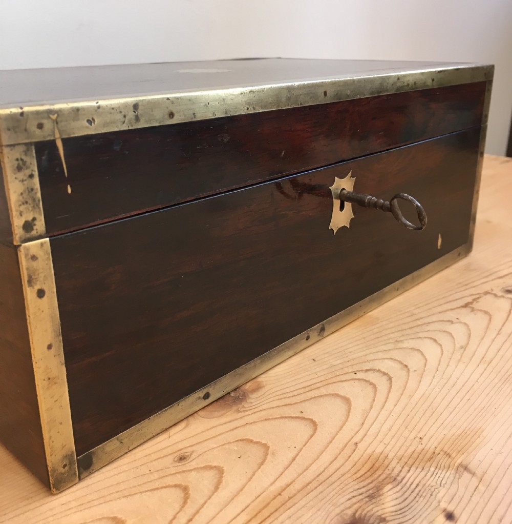 Antique Victorian Rosewood and Brass Bound Trinket Box View VII