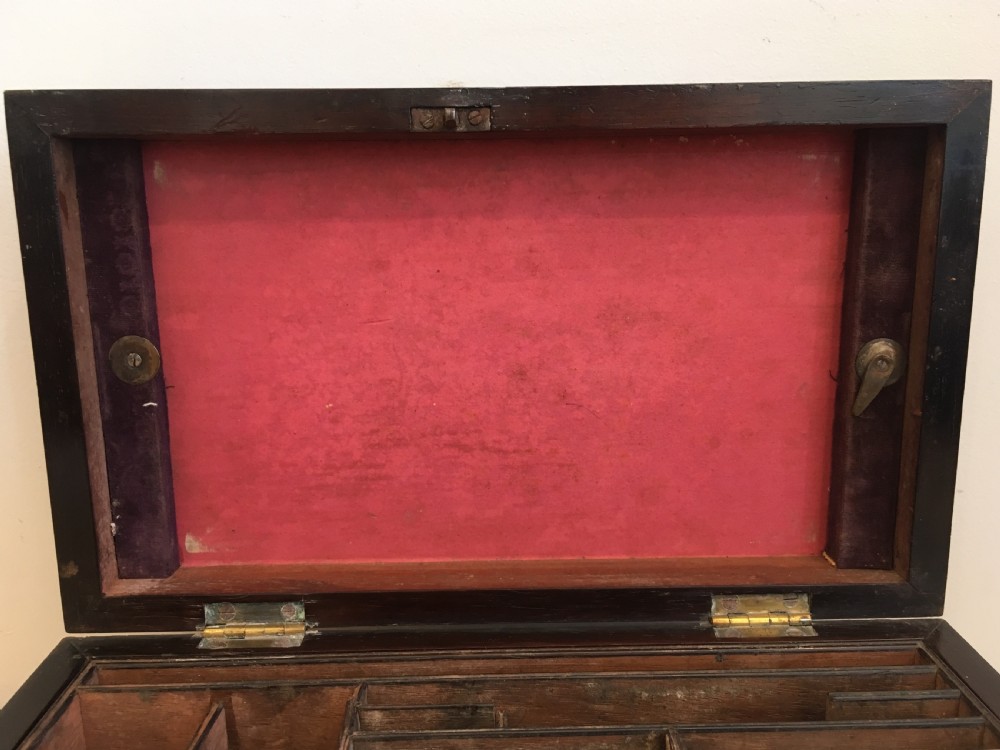 Antique Victorian Rosewood and Brass Bound Trinket Box View IX