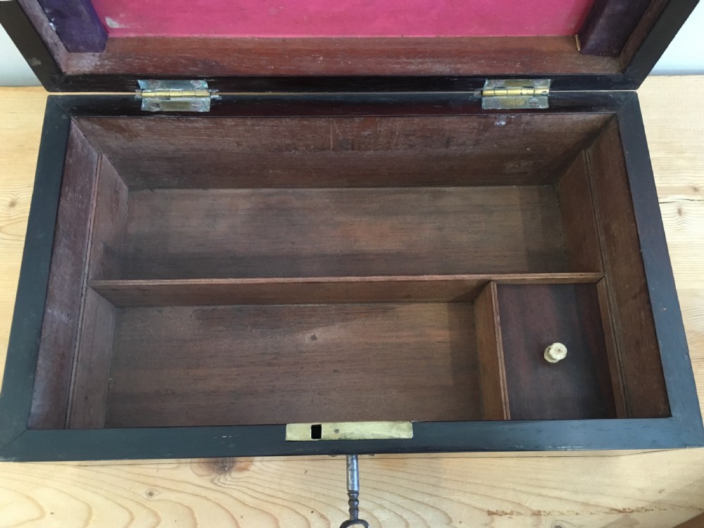 Antique Victorian Rosewood and Brass Bound Trinket Box View X
