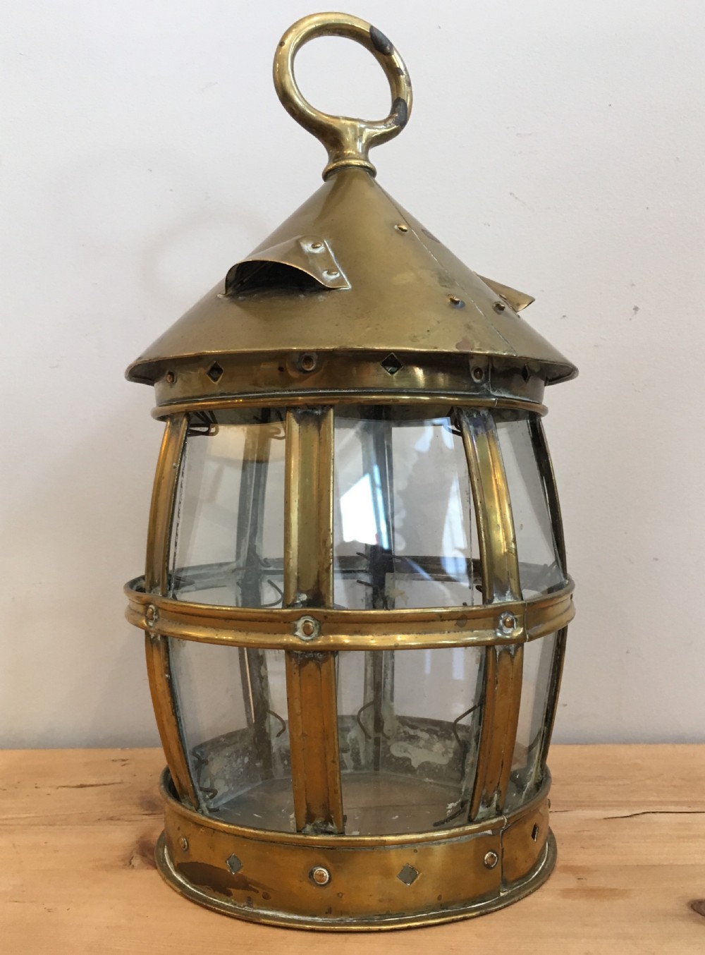 Antique Arts and Crafts Brass Porch Lantern View VII