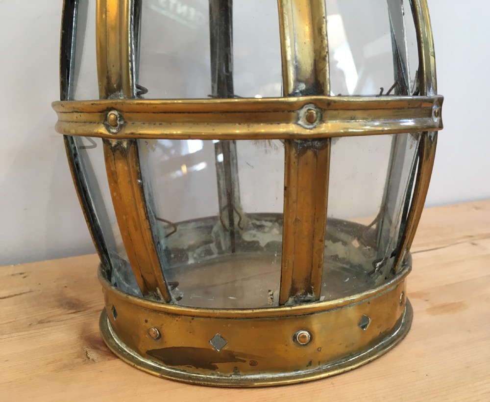 Antique Arts and Crafts Brass Porch Lantern View VIII