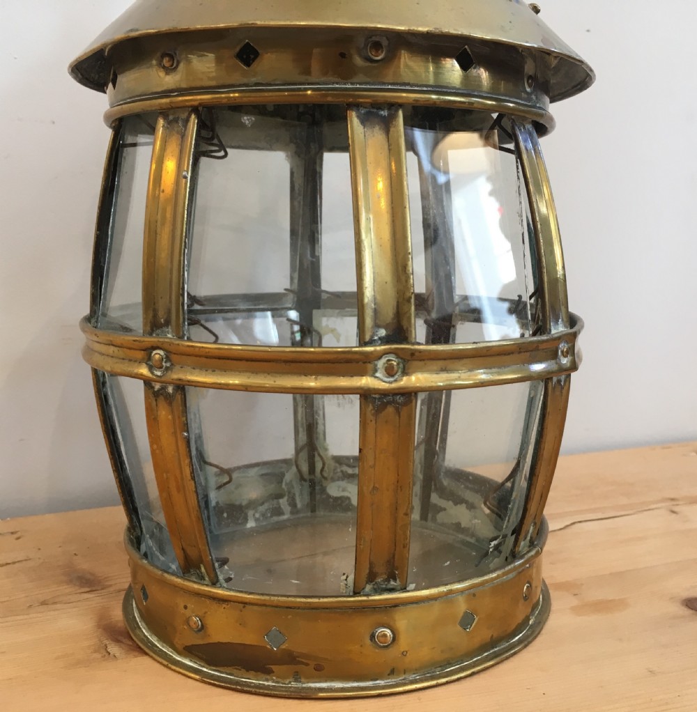 Antique Arts and Crafts Brass Porch Lantern View IX
