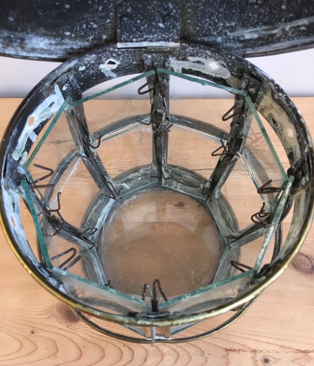 Antique Arts and Crafts Brass Porch Lantern View XII