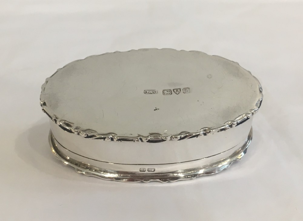 Antique 1908 Sterling Silver Snuff or Pill Box with Pearl Cabochon  View VI