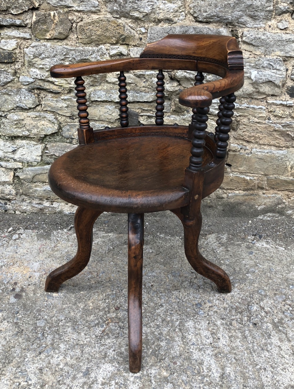Antique Victorian Oak Bobbin Turned Swivel Desk Chair  View VI