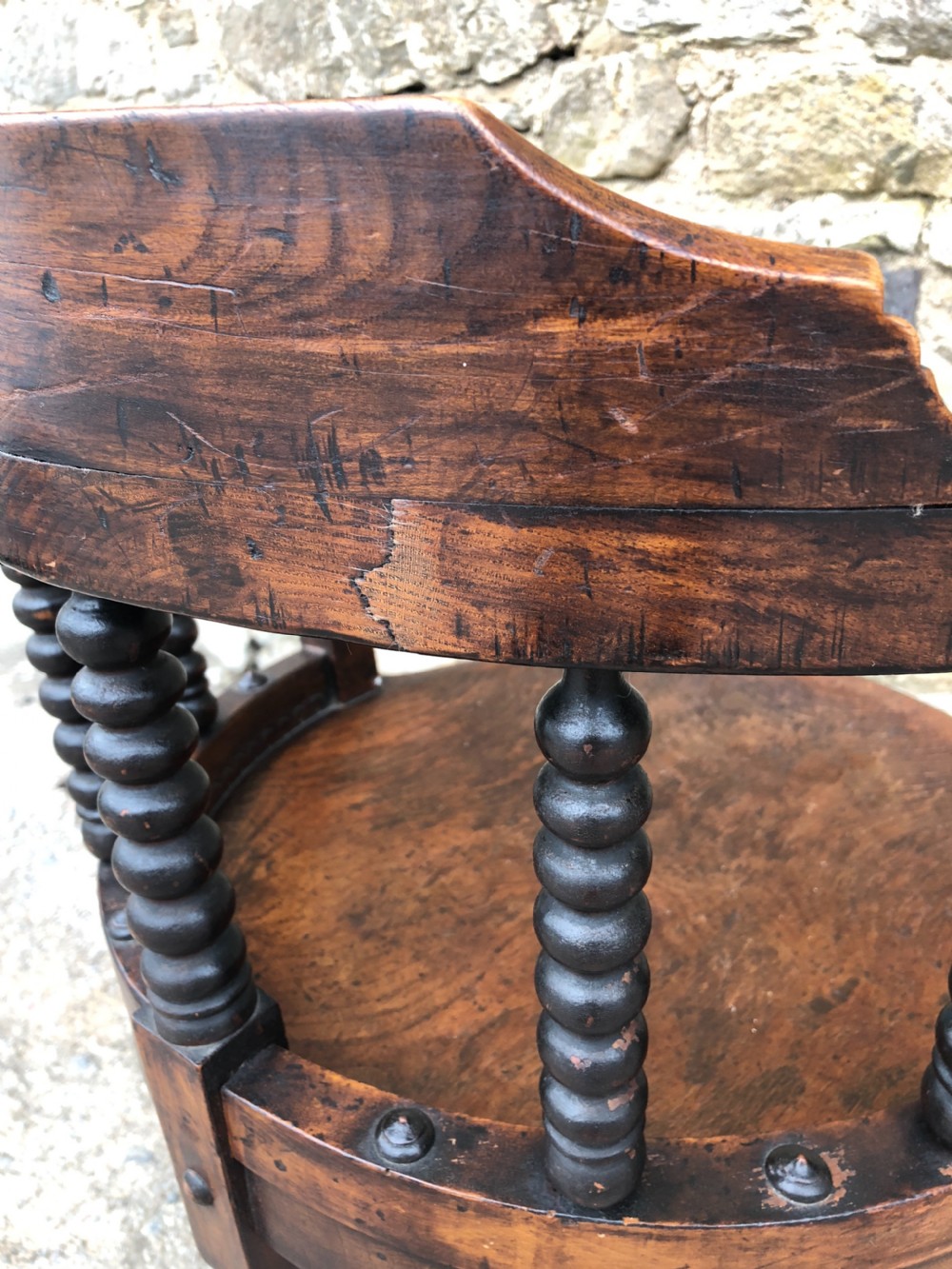 Antique Victorian Oak Bobbin Turned Swivel Desk Chair  View VIII