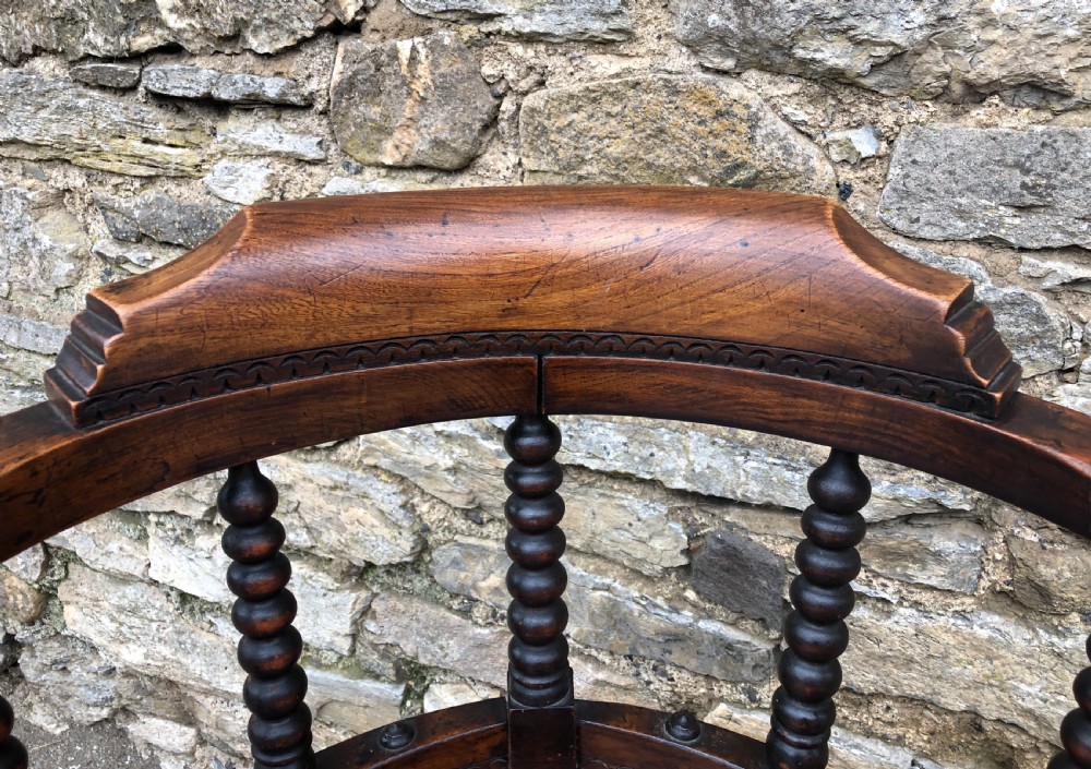 Antique Victorian Oak Bobbin Turned Swivel Desk Chair  View IX