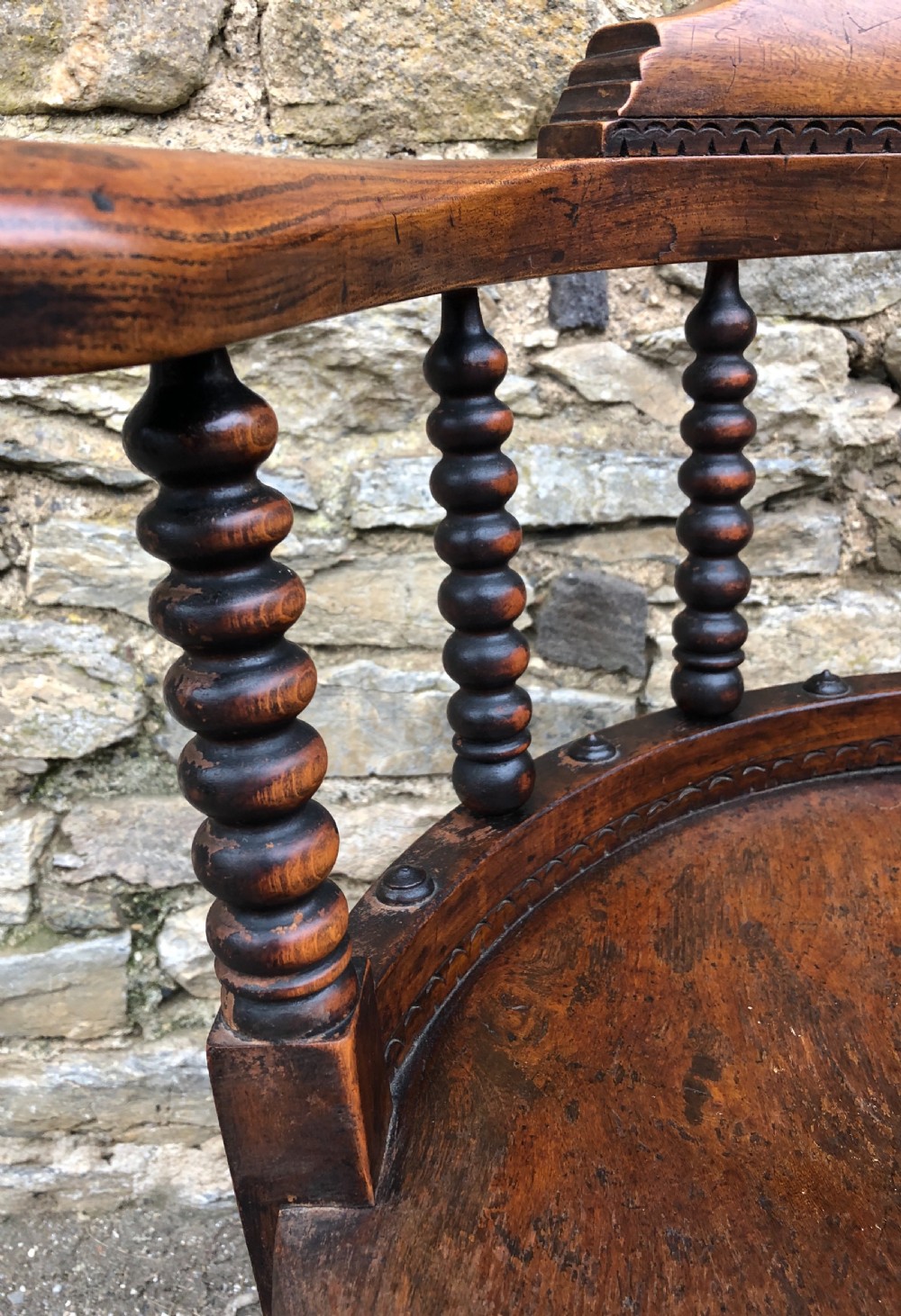 Antique Victorian Oak Bobbin Turned Swivel Desk Chair  View XI