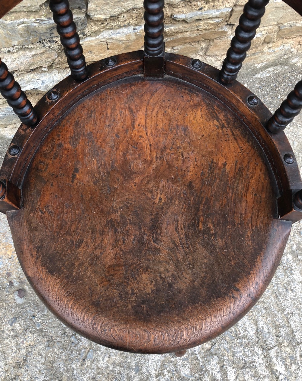 Antique Victorian Oak Bobbin Turned Swivel Desk Chair  View XII