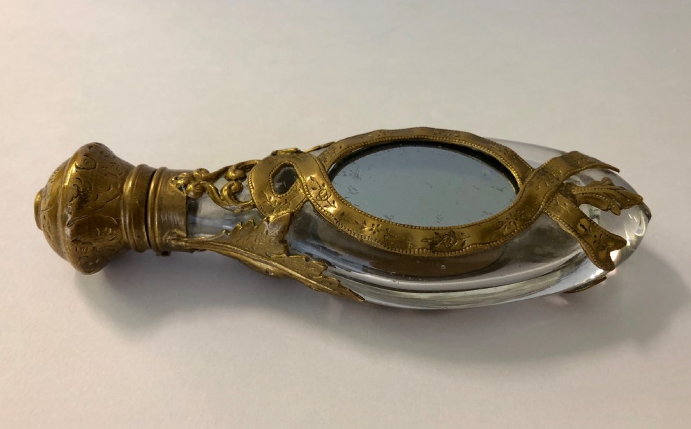 Antique French Ormolu Brass Mounted Glass Scent Bottle View II