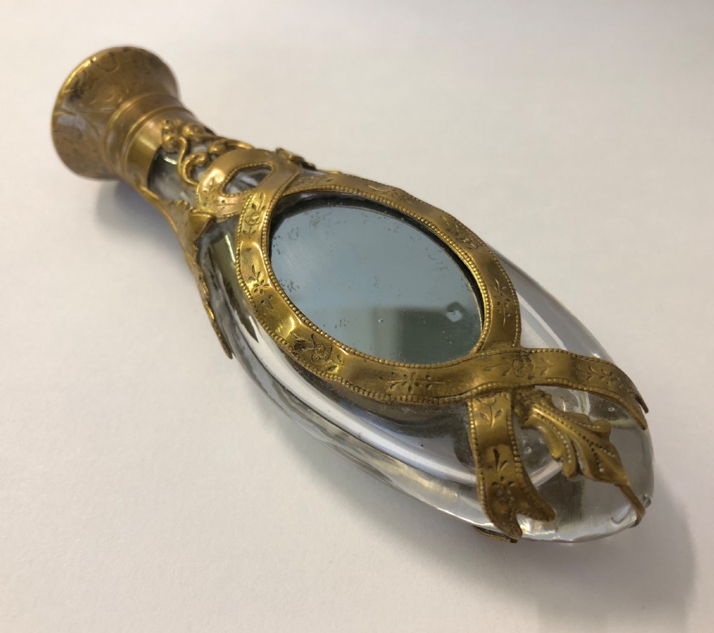 Antique French Ormolu Brass Mounted Glass Scent Bottle View III