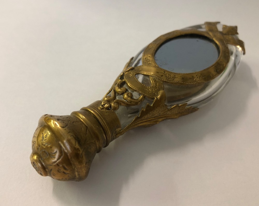 Antique French Ormolu Brass Mounted Glass Scent Bottle View IV
