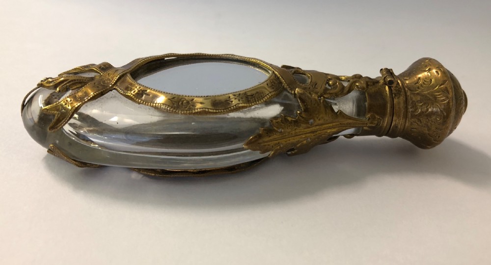 Antique French Ormolu Brass Mounted Glass Scent Bottle View V