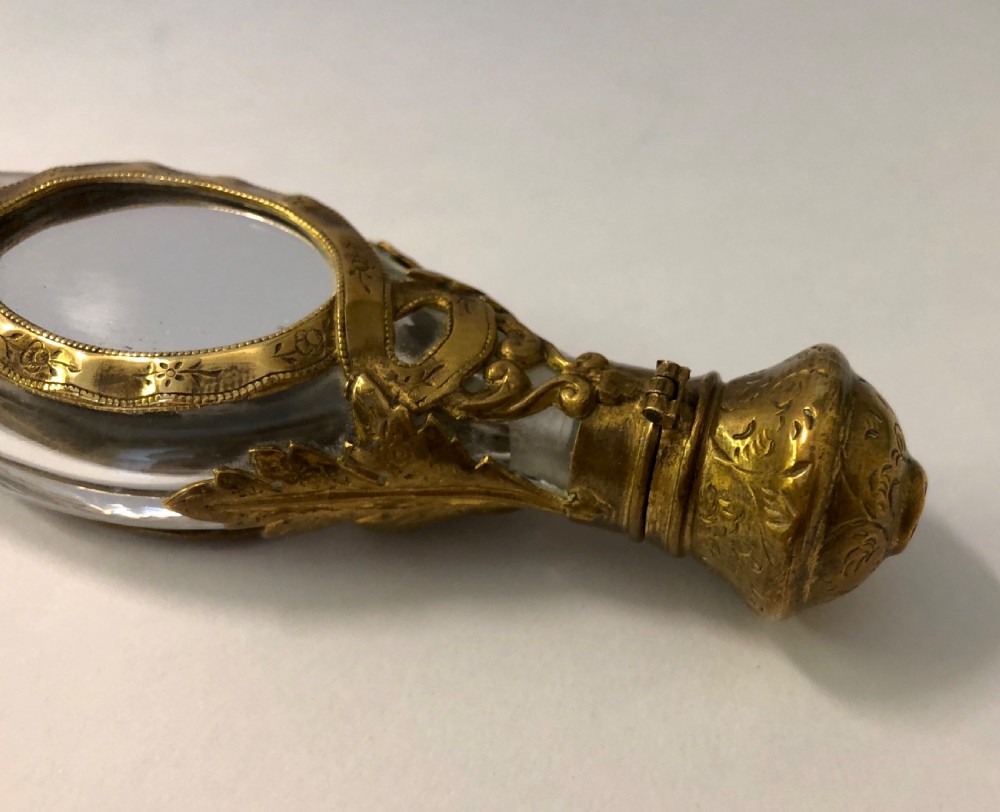 Antique French Ormolu Brass Mounted Glass Scent Bottle View IX