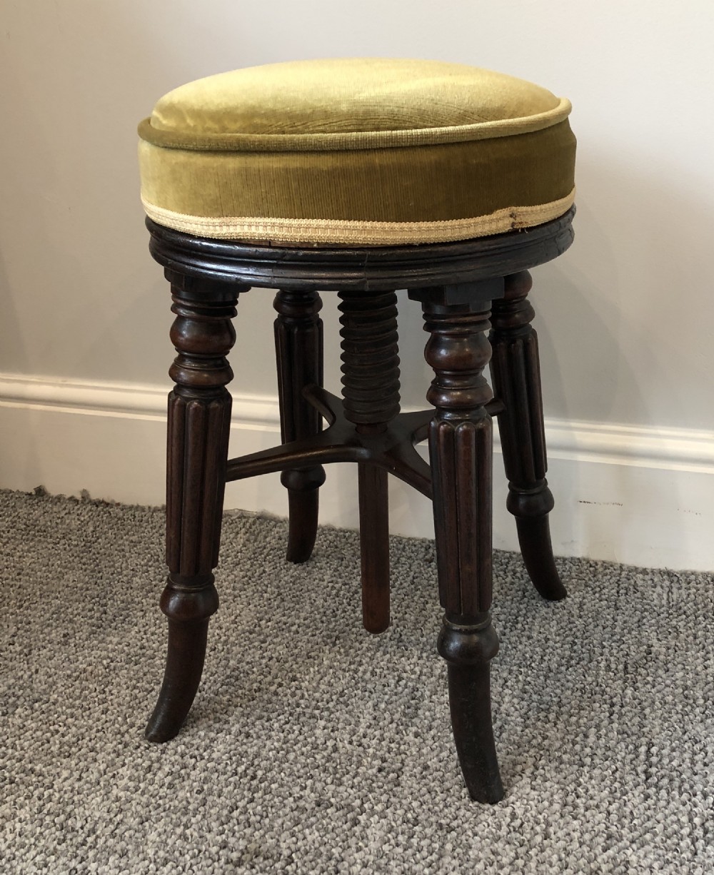 Antique Regency Mahogany Adjustable Piano Stool View IV