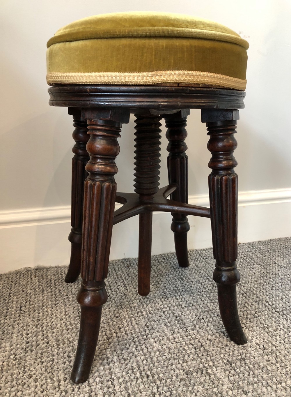Antique Regency Mahogany Adjustable Piano Stool View V