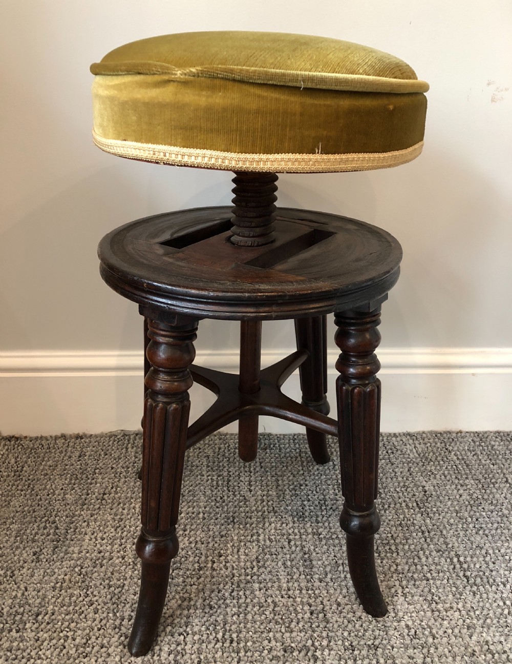 Antique Regency Mahogany Adjustable Piano Stool View VI