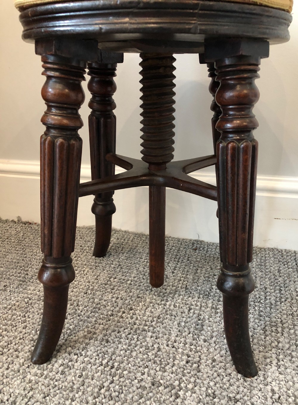 Antique Regency Mahogany Adjustable Piano Stool View VII
