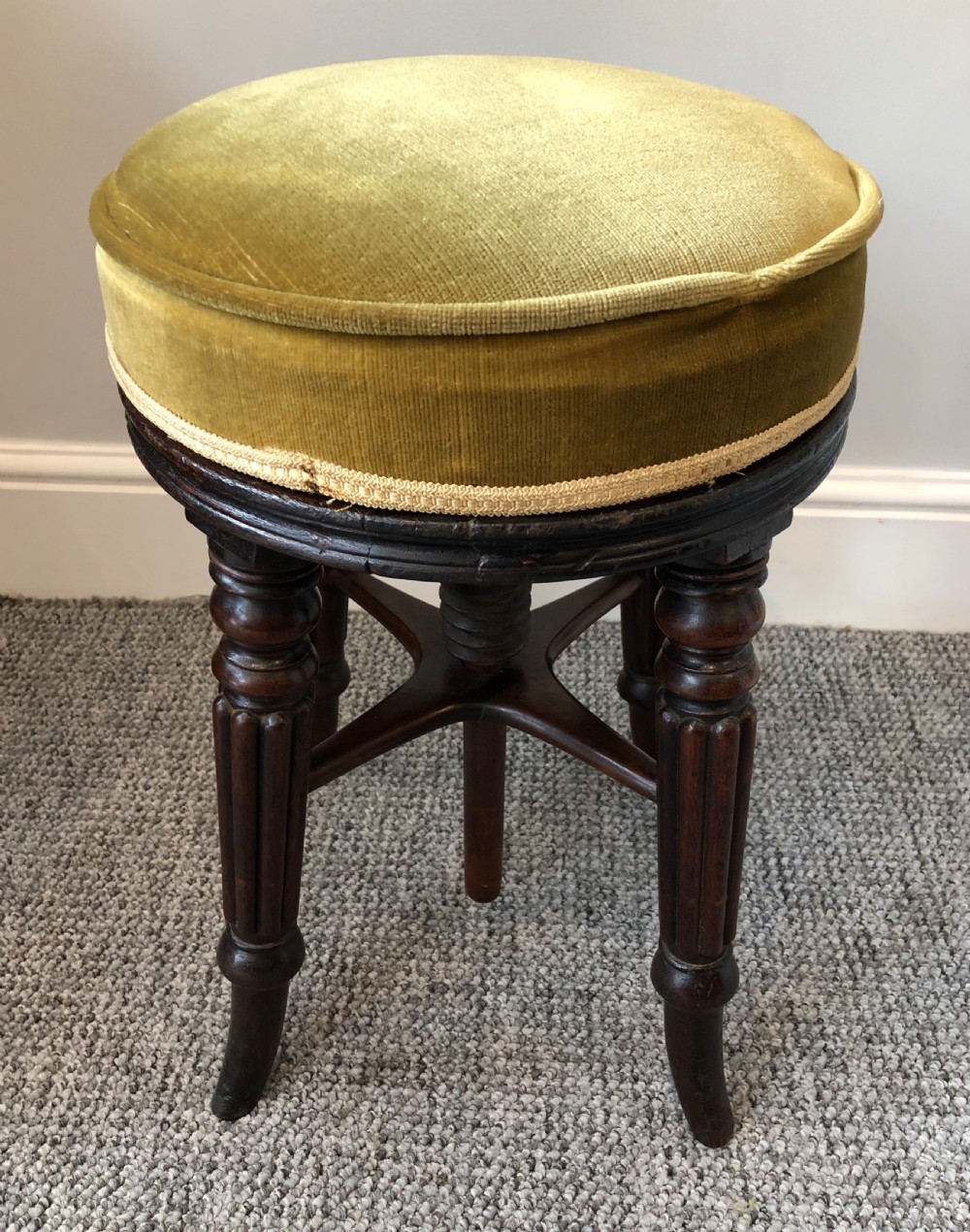 Antique Regency Mahogany Adjustable Piano Stool View XI