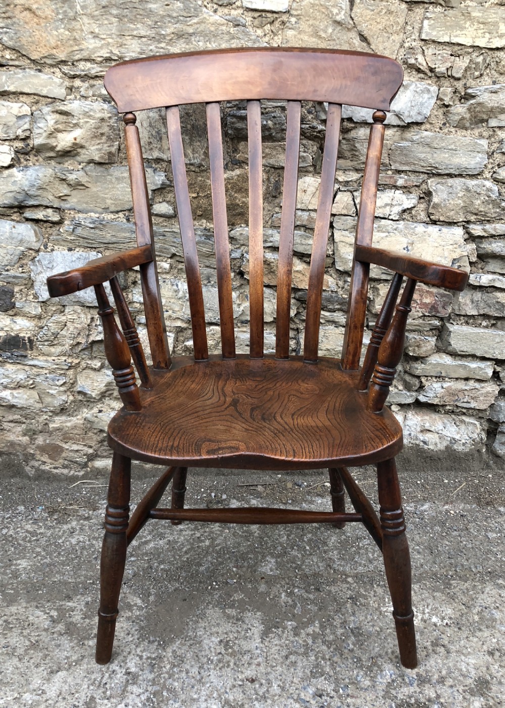 Antique Elm Farmhouse Windsor Chair  View VI