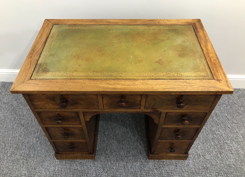 Victorian Mahogany Kneehole Desk with Leather Writing Surface  View III