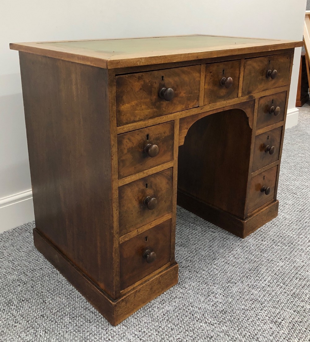 Victorian Mahogany Kneehole Desk with Leather Writing Surface  View IV