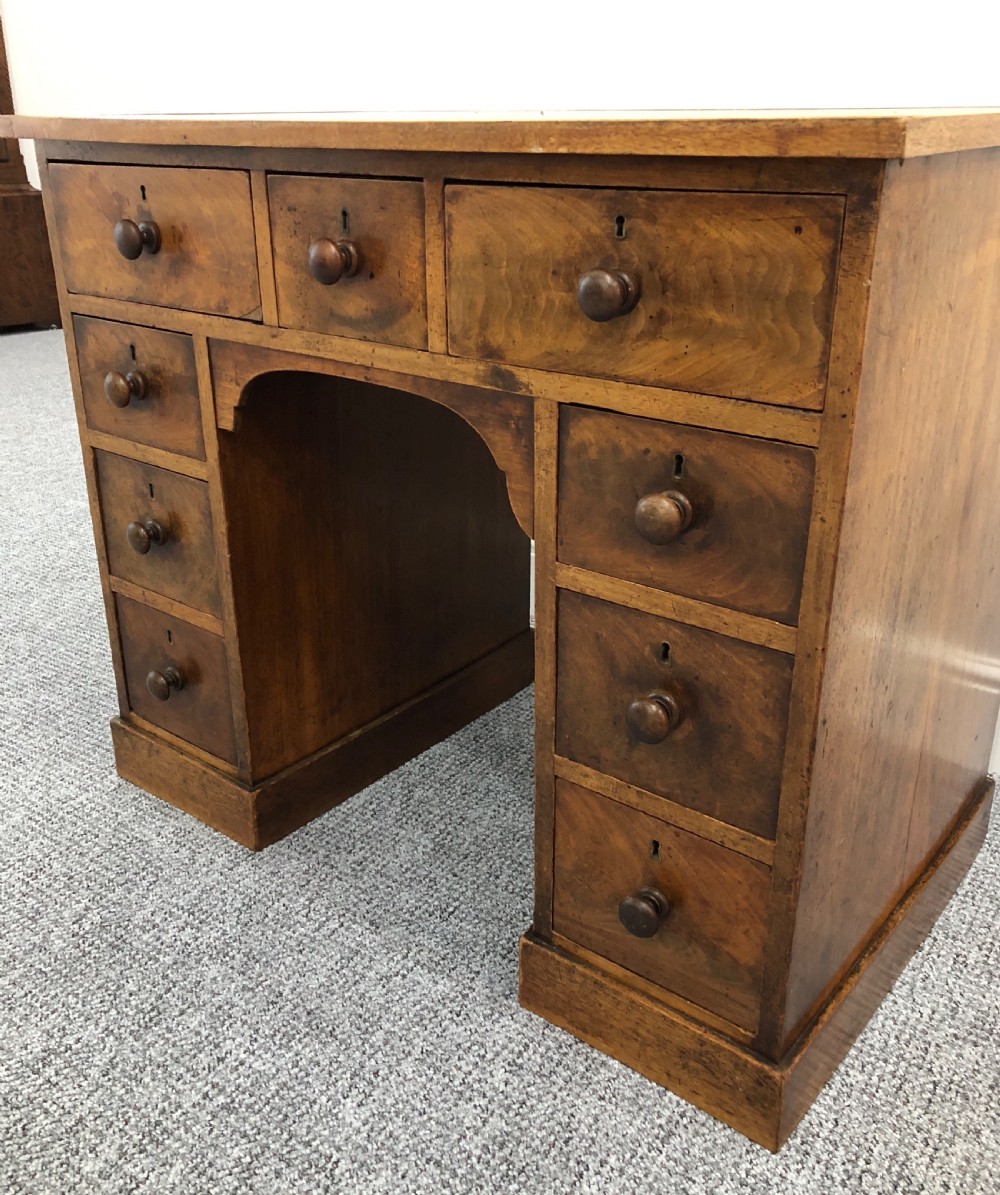 Victorian Mahogany Kneehole Desk with Leather Writing Surface  View V