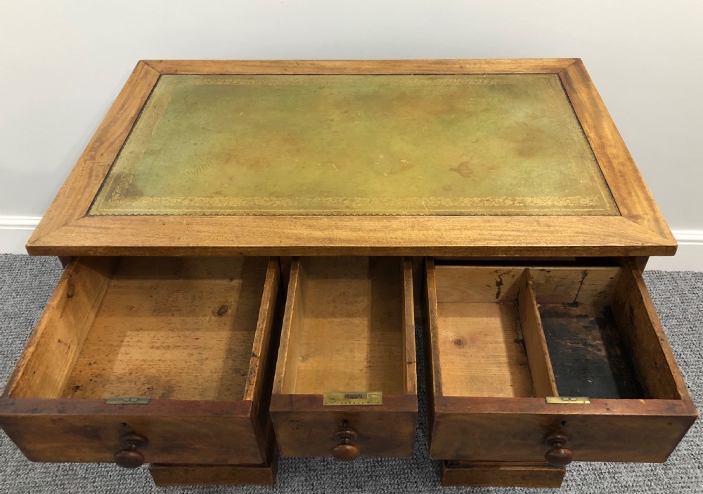Victorian Mahogany Kneehole Desk with Leather Writing Surface  View XII