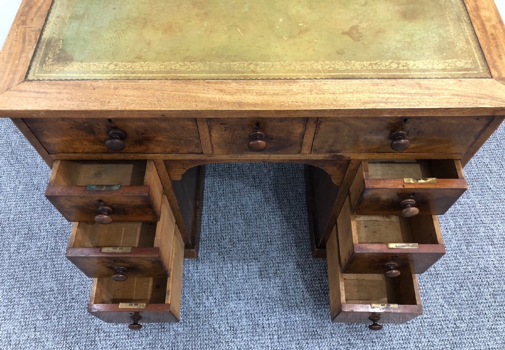 Victorian Mahogany Kneehole Desk with Leather Writing Surface  View XIII