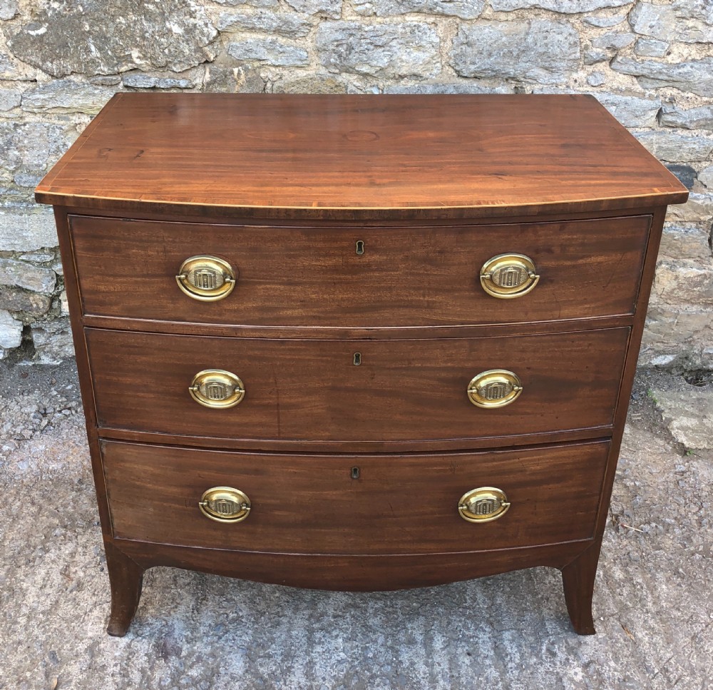 Small Antique Georgian Regency Bow Front Chest of Drawers View II