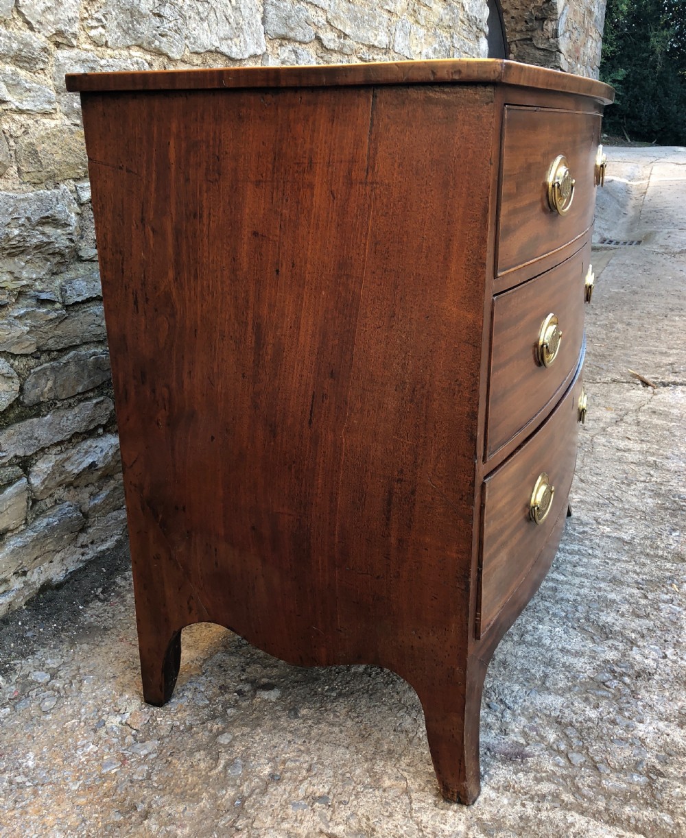 Small Antique Georgian Regency Bow Front Chest of Drawers View IX