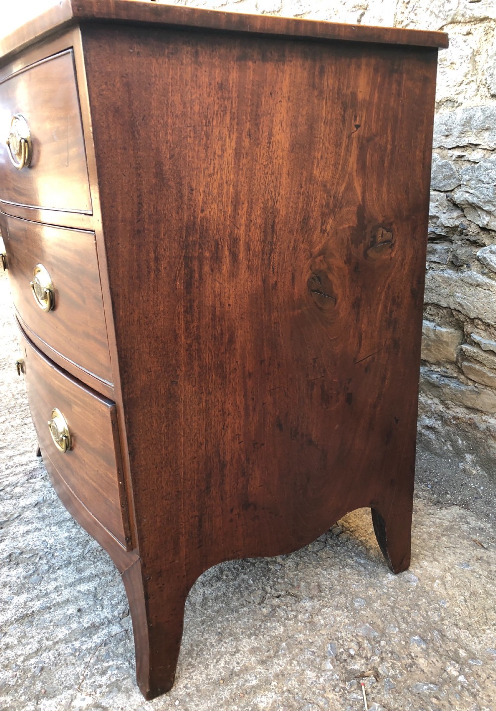 Small Antique Georgian Regency Bow Front Chest of Drawers View XII
