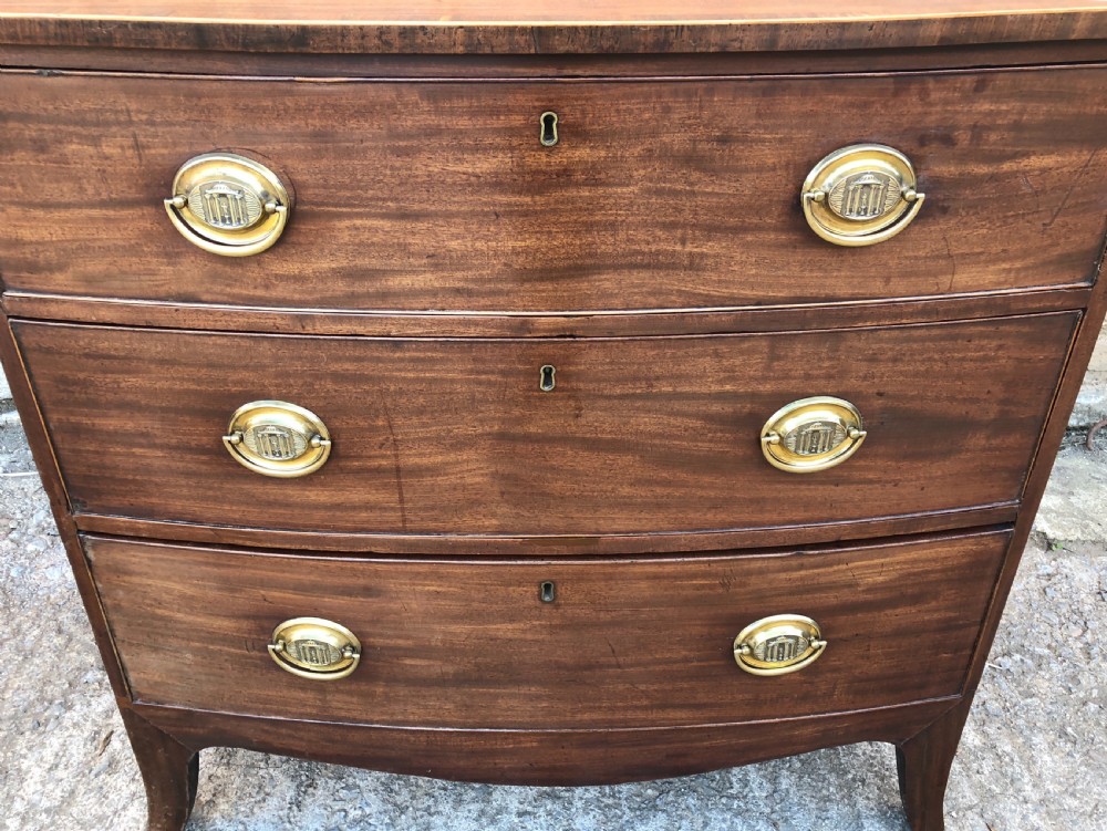 Small Antique Georgian Regency Bow Front Chest of Drawers View XIV