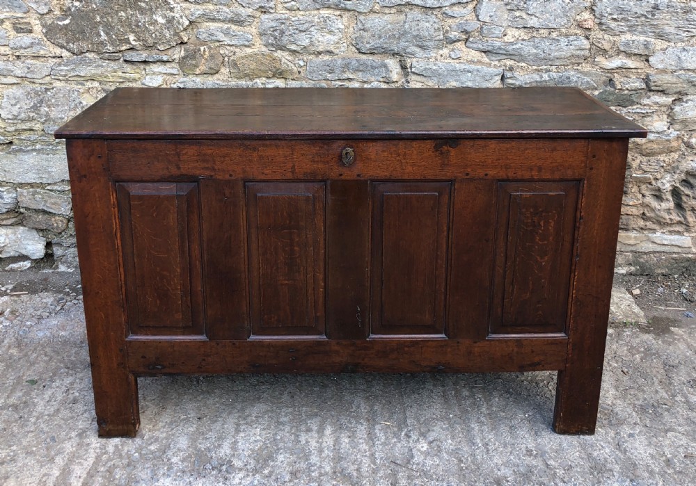 Large Antique 18th Century Oak Panelled Coffer