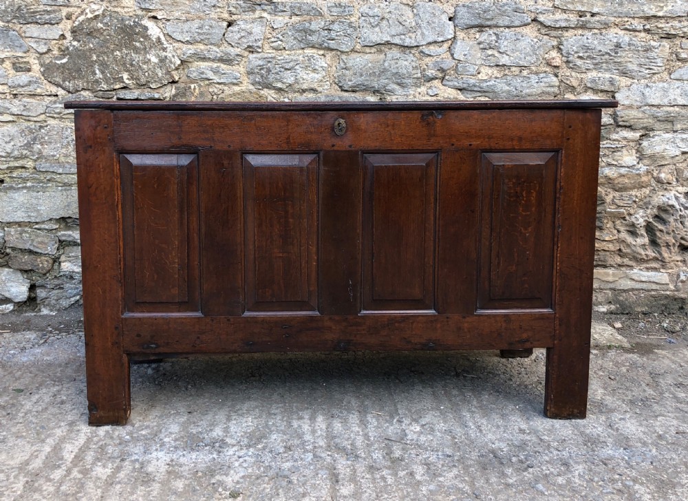 Large Antique 18th Century Oak Panelled Coffer View II