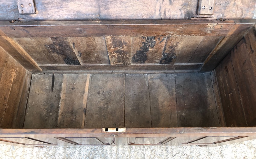 Large Antique 18th Century Oak Panelled Coffer View XIII