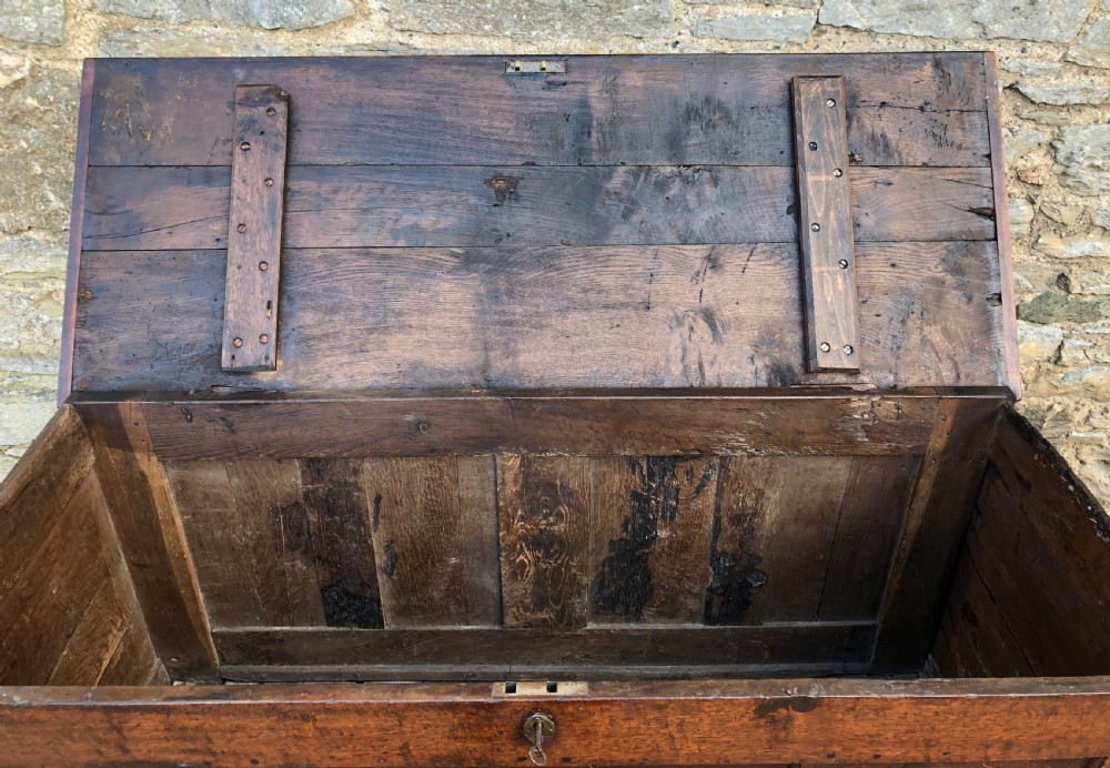 Large Antique 18th Century Oak Panelled Coffer View XVI