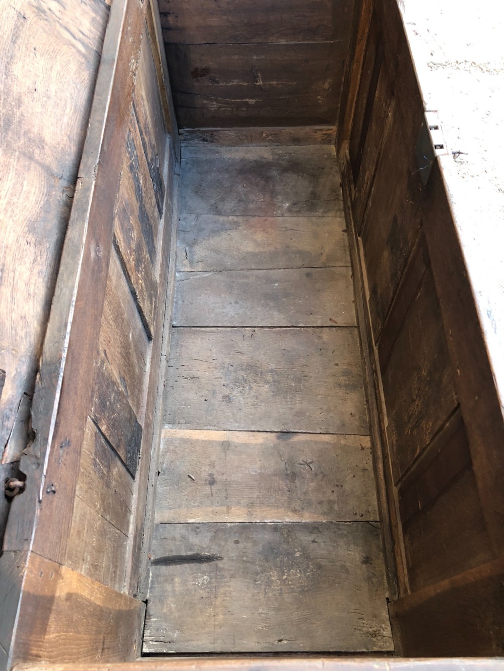 Large Antique 18th Century Oak Panelled Coffer View XIX