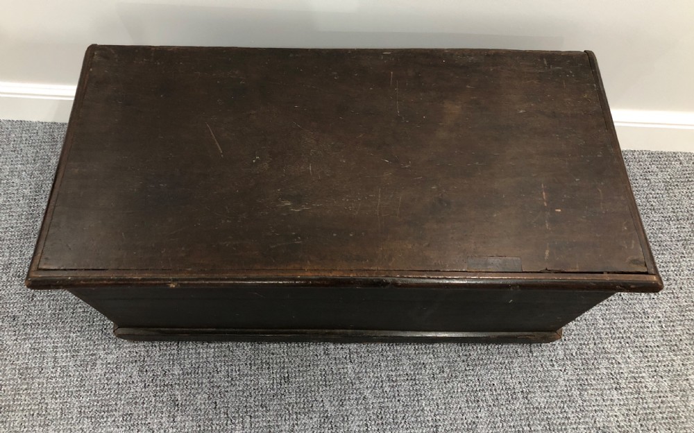 Antique Teak Seamans Chest with Painted Decoration View XI