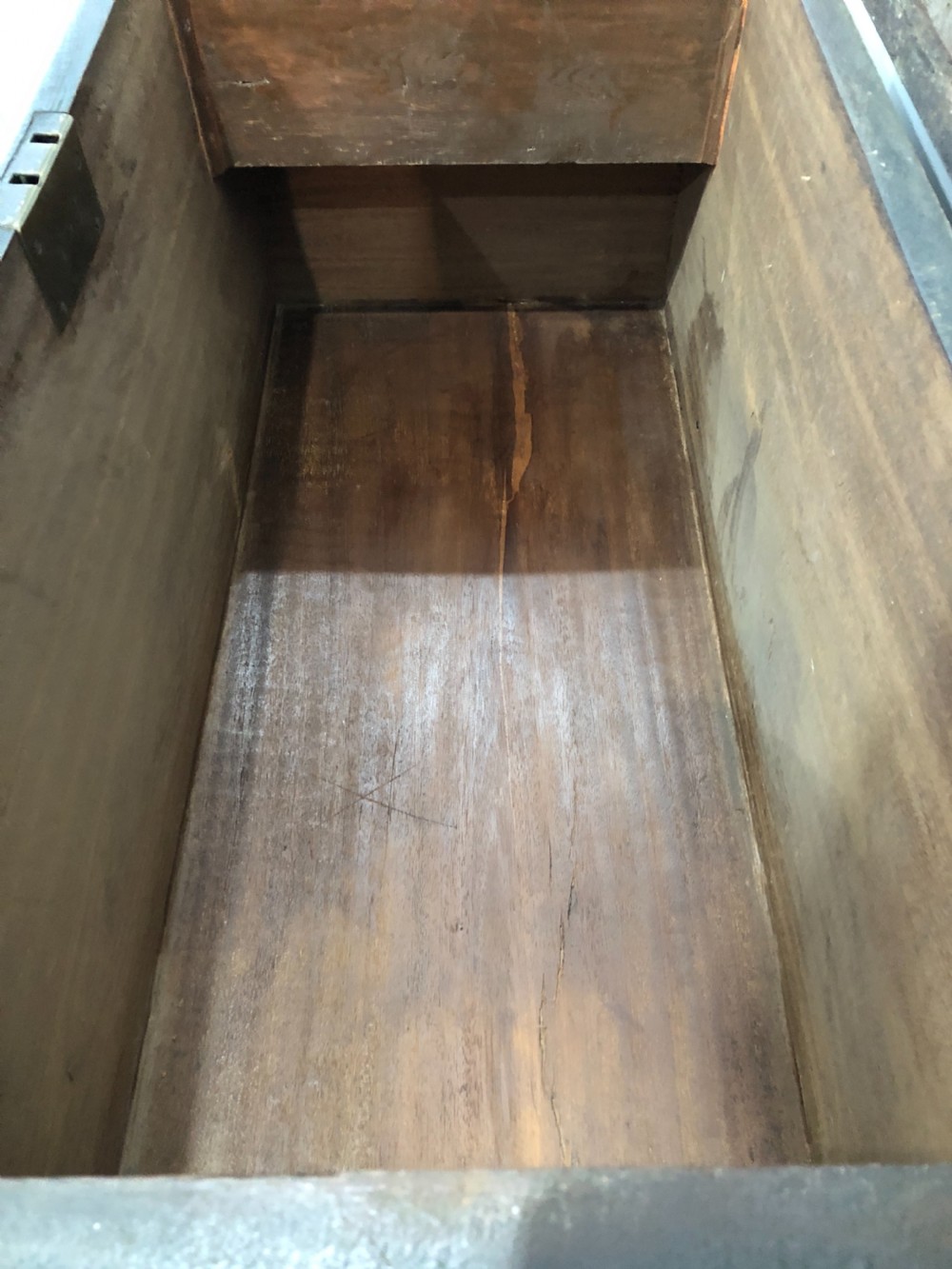 Antique Teak Seamans Chest with Painted Decoration View XVII