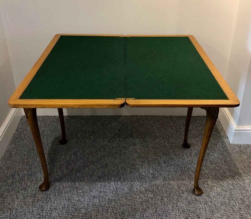 Edwardian Queen Anne Style Burr Walnut Card Table  View VIII