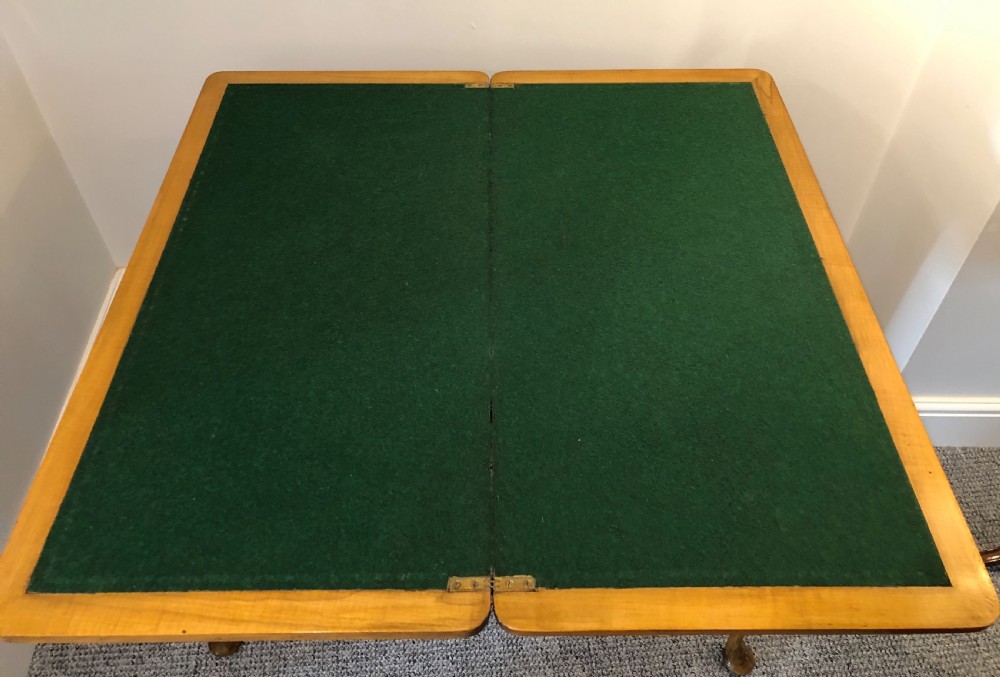 Edwardian Queen Anne Style Burr Walnut Card Table  View IX