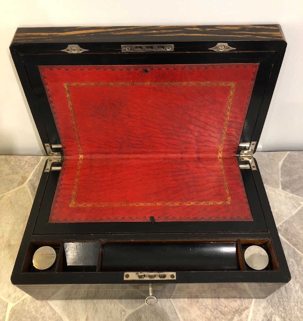 Superb Antique Victorian Coromandel Writing Slope with Secret Drawers View IX