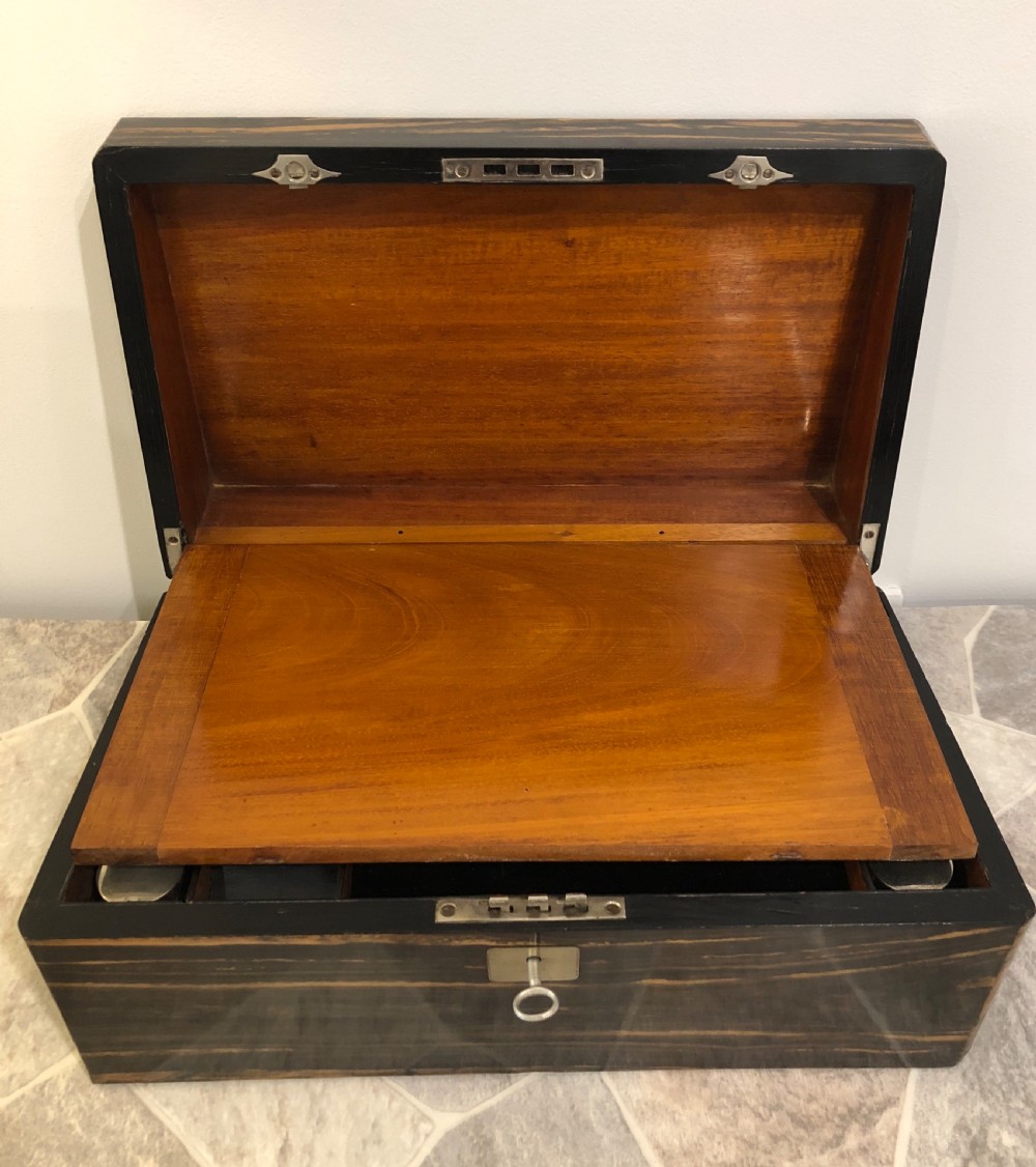 Superb Antique Victorian Coromandel Writing Slope with Secret Drawers View XII