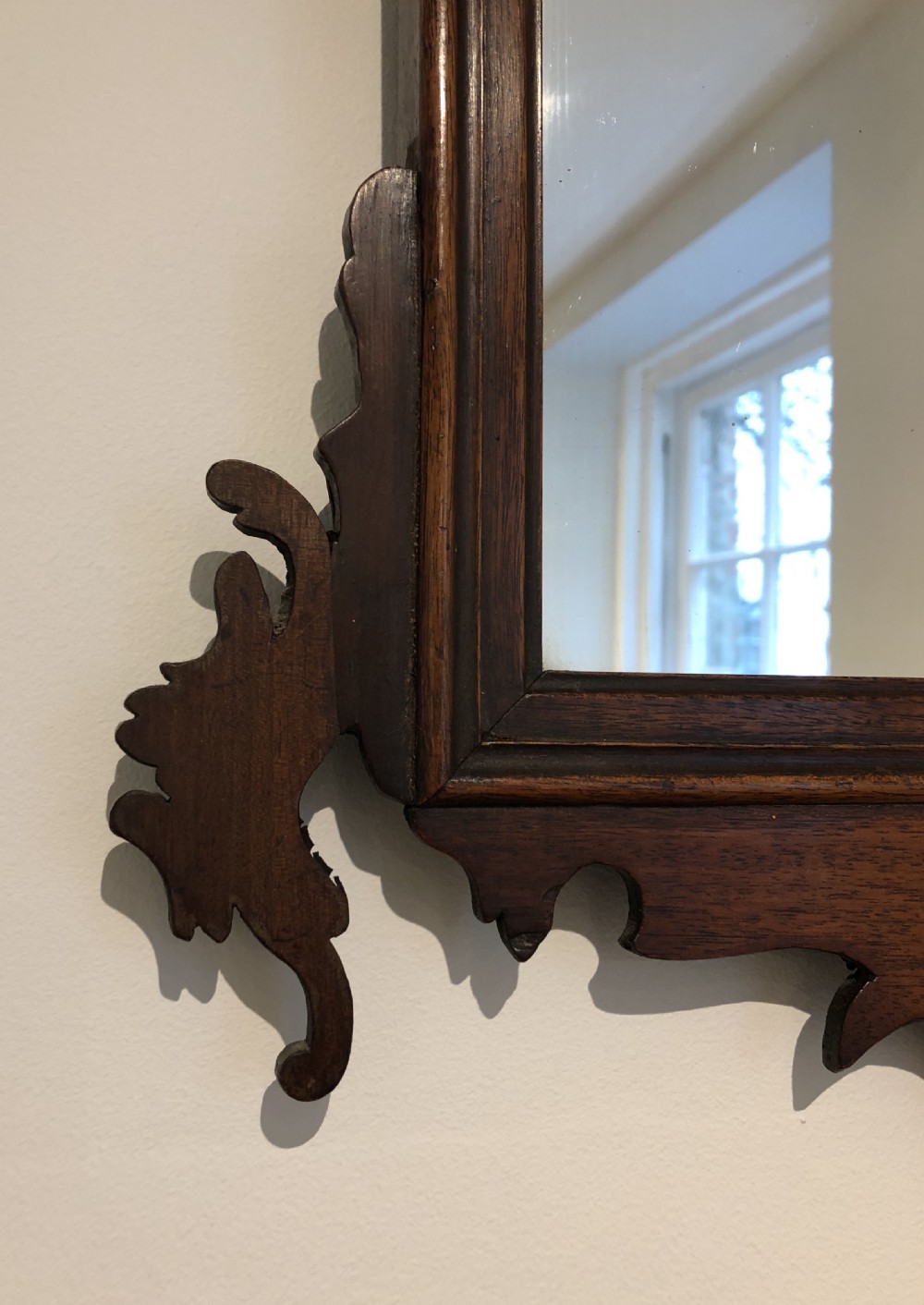 Antique Georgian Mahogany Fret Wall Mirror View IV