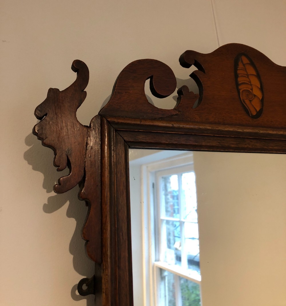 Antique Georgian Mahogany Fret Wall Mirror View V