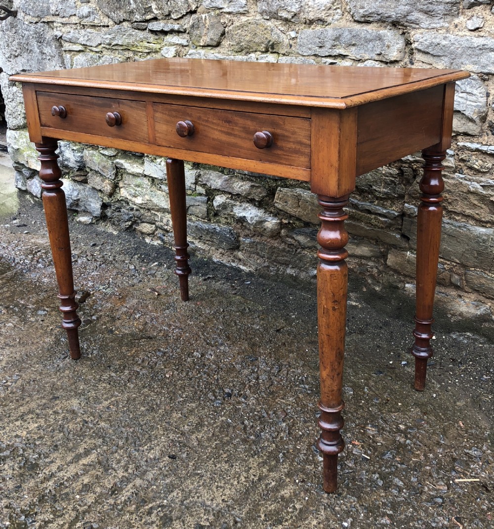 Victorian Mahogany Two Drawer Side Table View IV