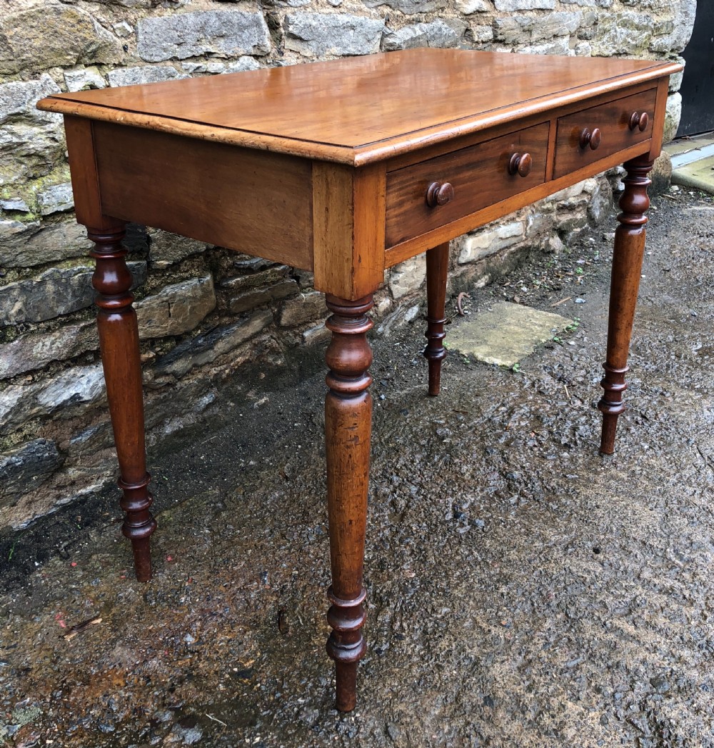 Victorian Mahogany Two Drawer Side Table View V