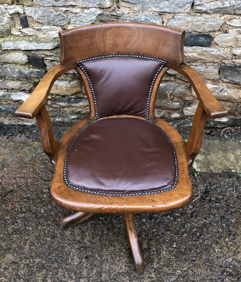 Antique Oak Swivel and Tilt Office Desk Chair View II