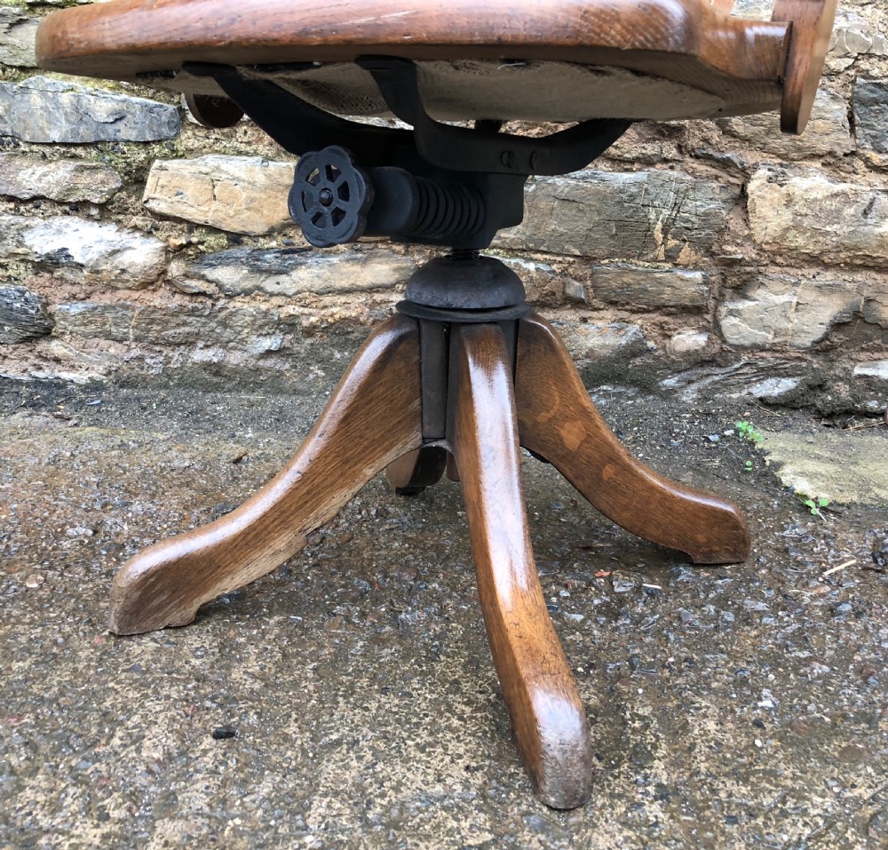 Antique Oak Swivel and Tilt Office Desk Chair View IX